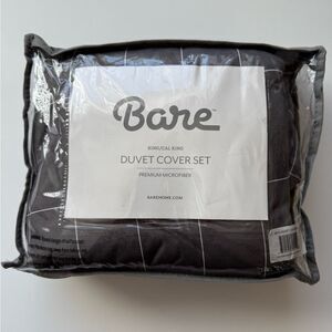 Bare King/Cal King Duvet Cover Set Grey White Microfiber